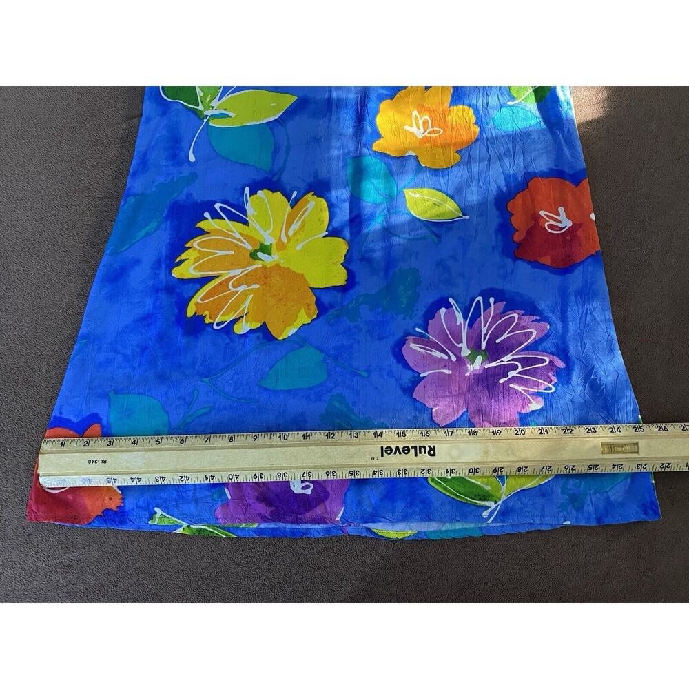 Jams World Sz L Hula Moon Trademark Hawaii Shift Cobalt Blue Yellow Floral Dress - Picture 9 of 9